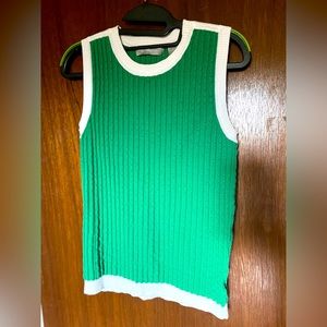 Vintage Stylish Modern Pretty Cute Green White Lil Claiborne Tank Top Sweater